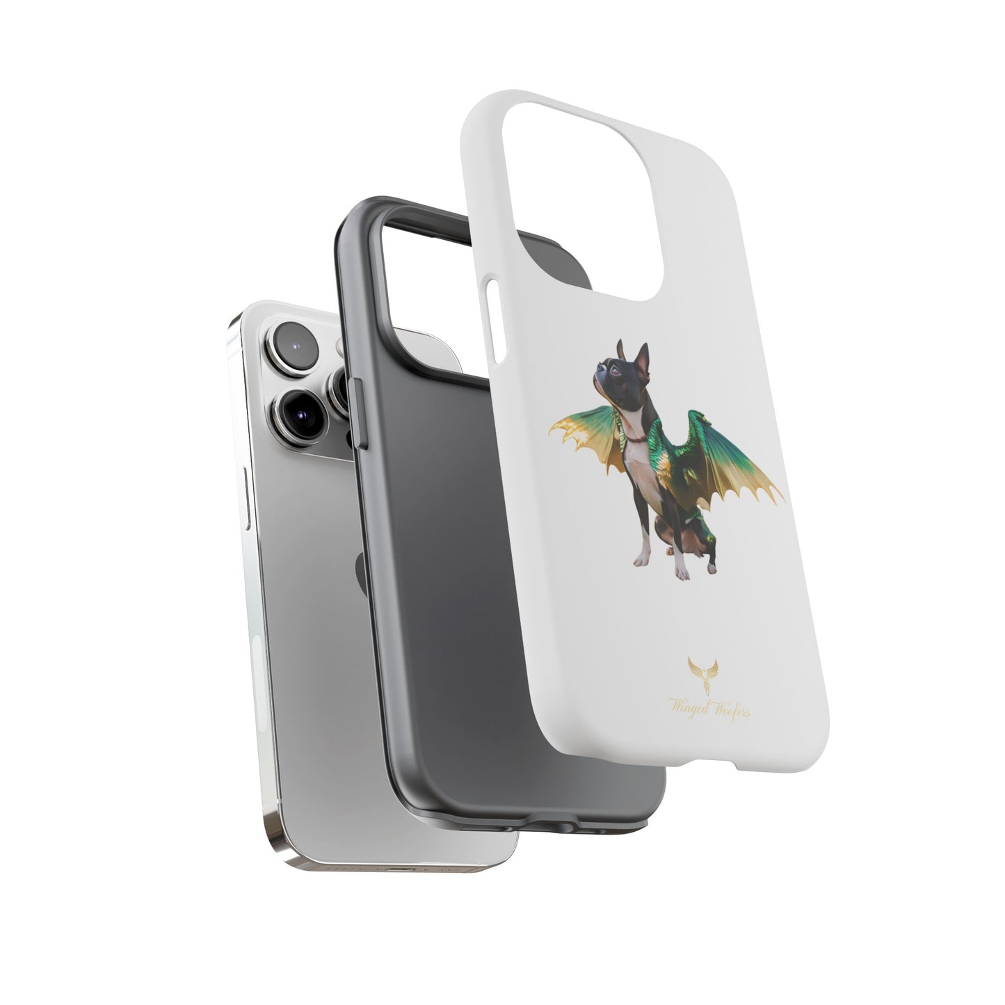 Fantasy Boston Terrier Dog Case - Tough Pet Protection with Wings Design