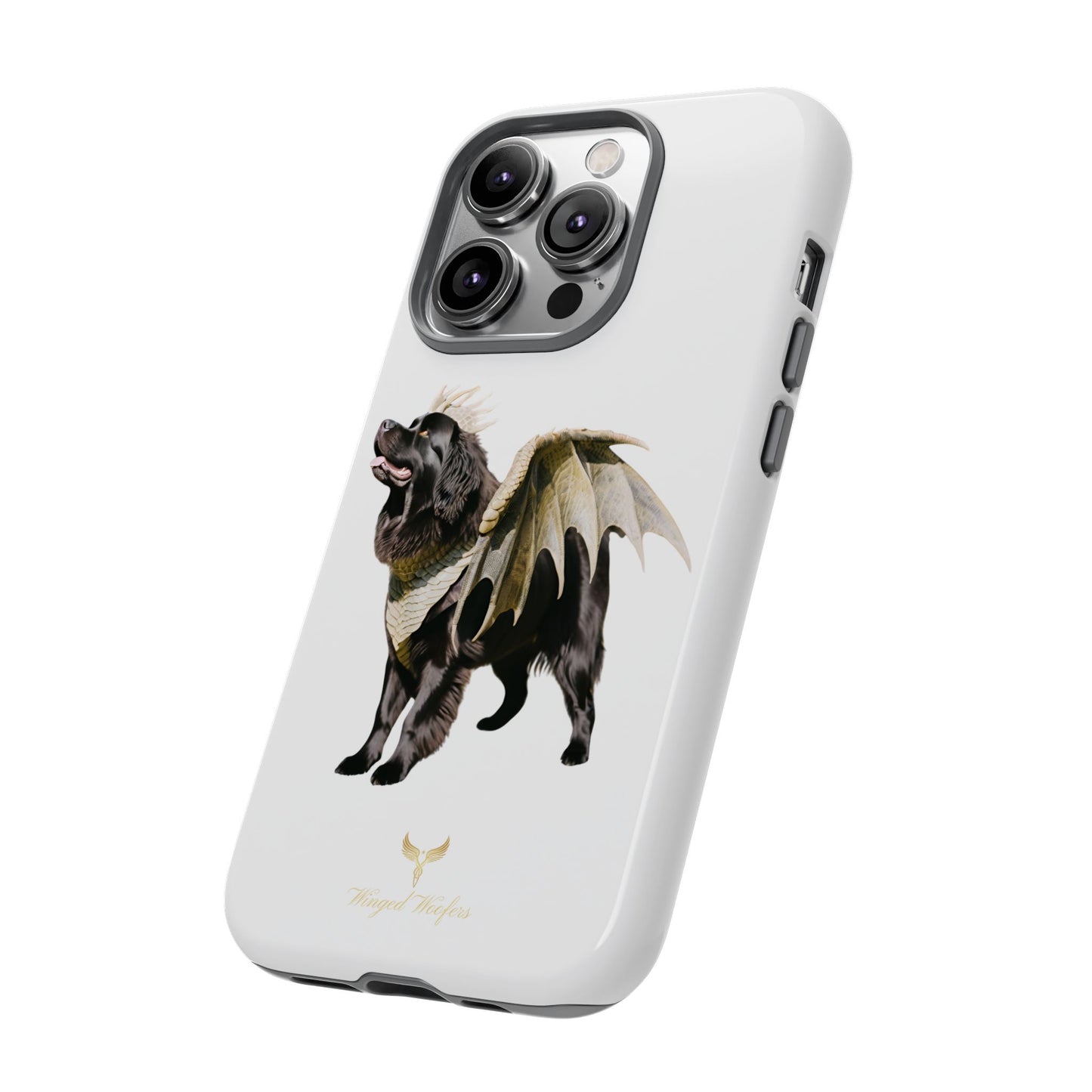 Magical Newfoundland Dog Phone Case - Tough & Stylish Cover with Winged Canine Design