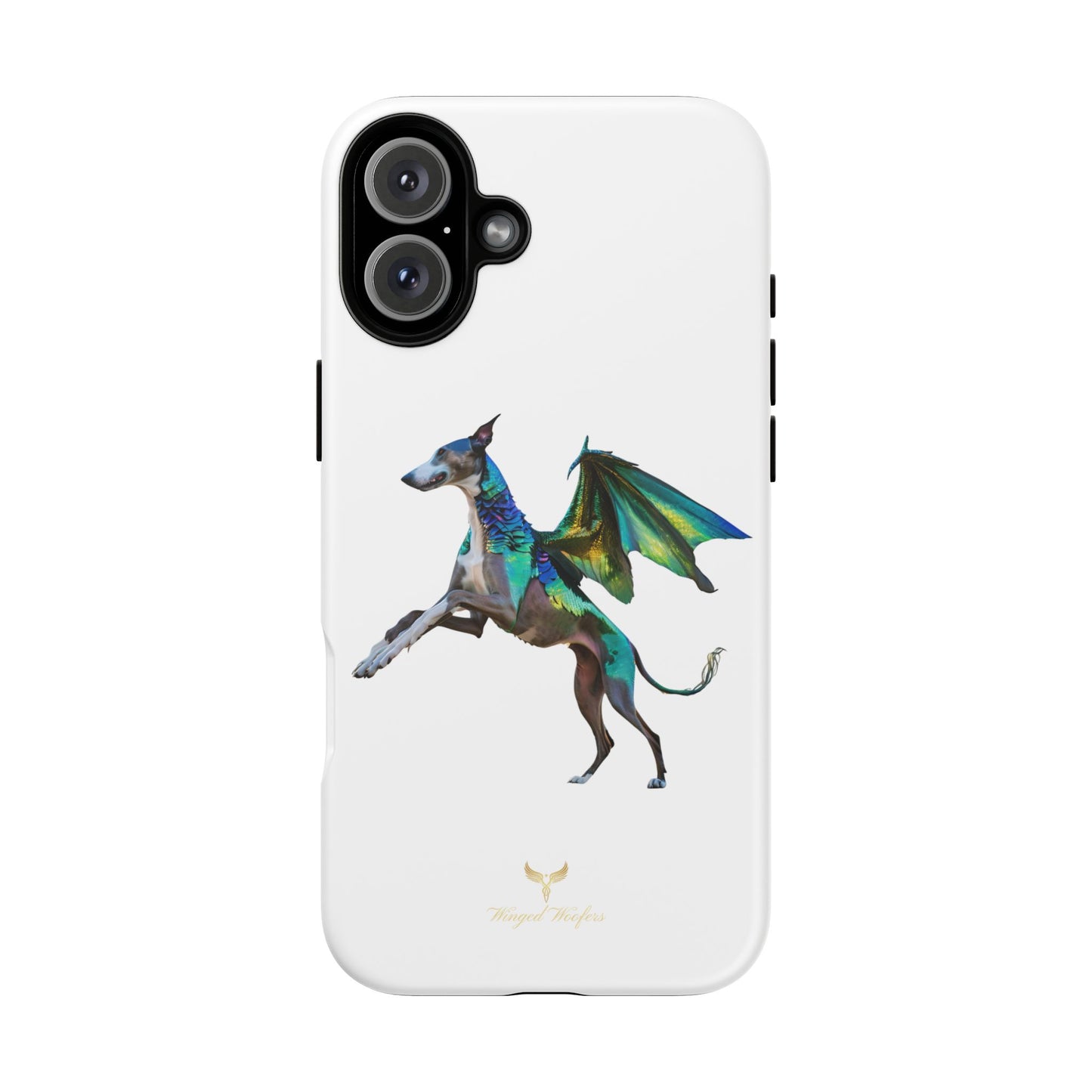 Fantasy Greyhound Dog Phone Case - Whimsical Winged Design for Pet Lovers