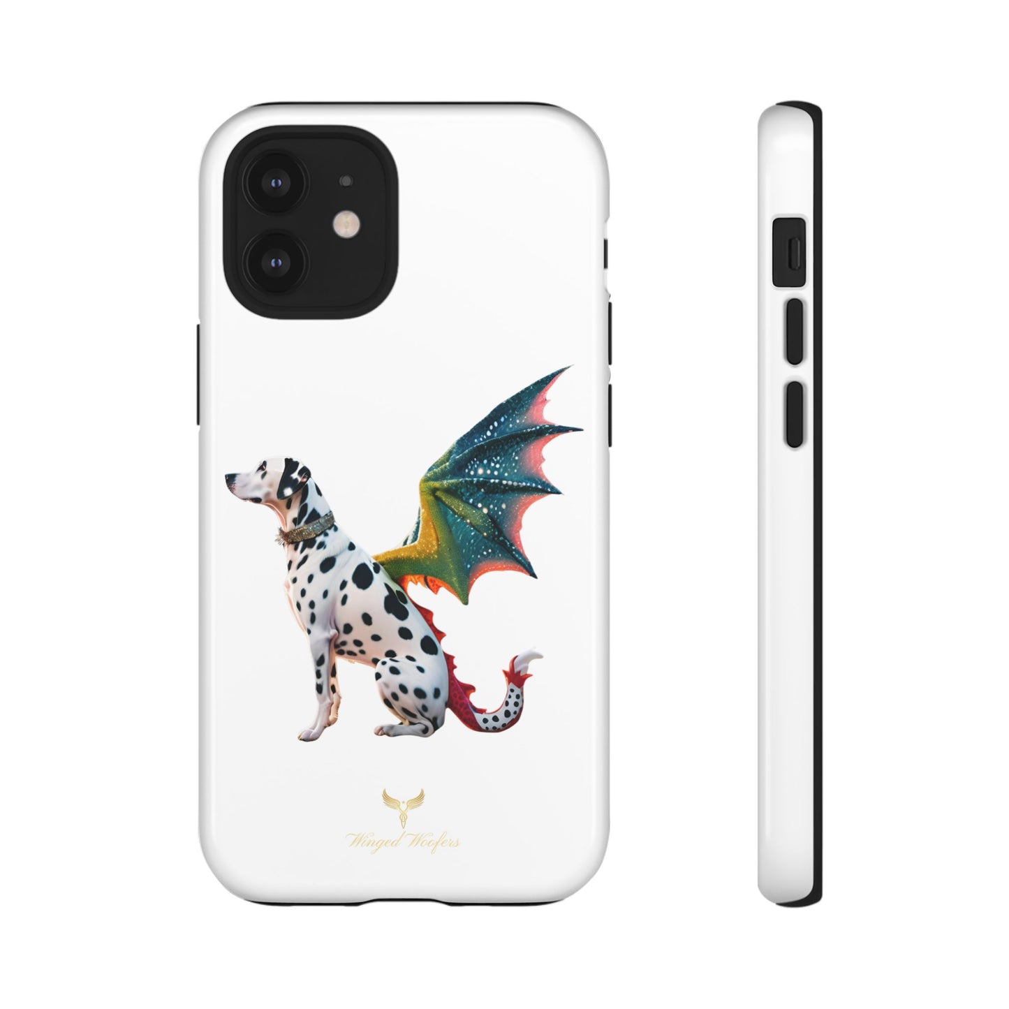 Whimsical Dog Art Phone Case – Tough Cases Featuring Dragon Dalmatian Design