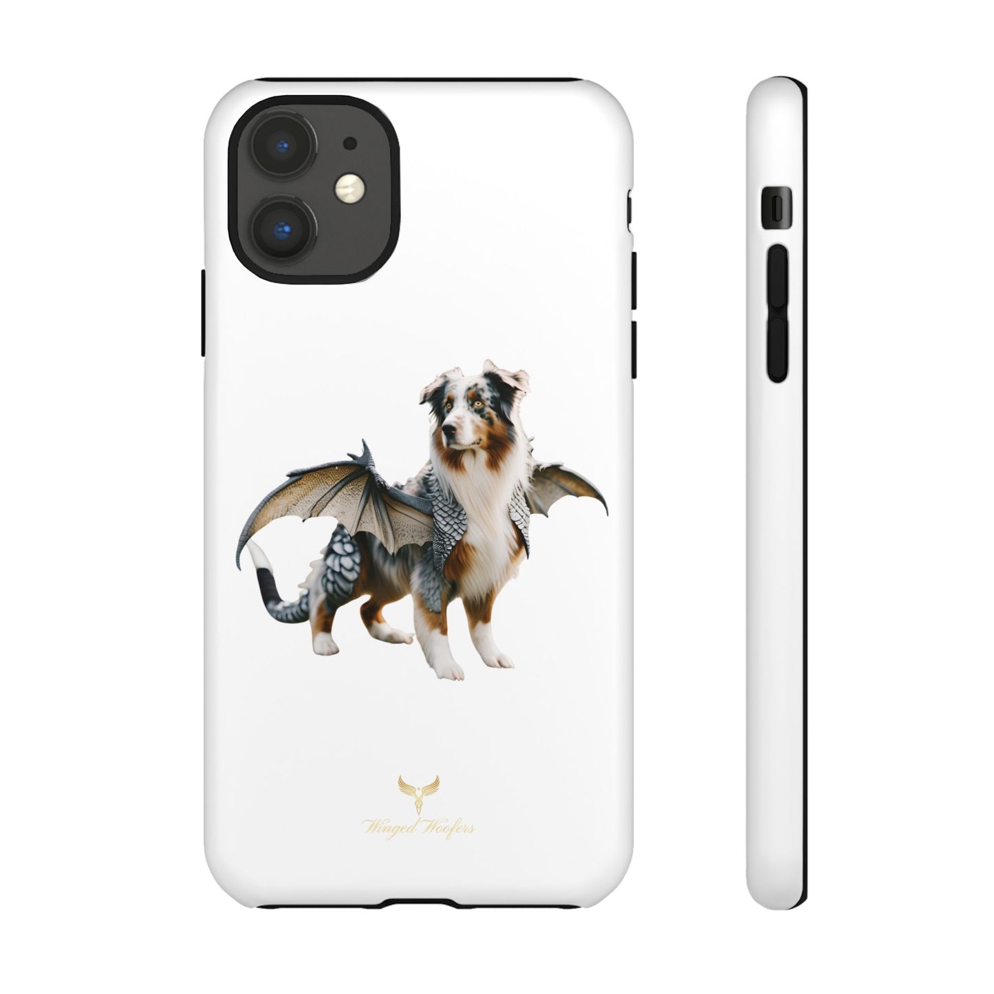 Fantasy Australian Shepherd Dog Phone Case with Wings - Tough Cases for Animal Lovers