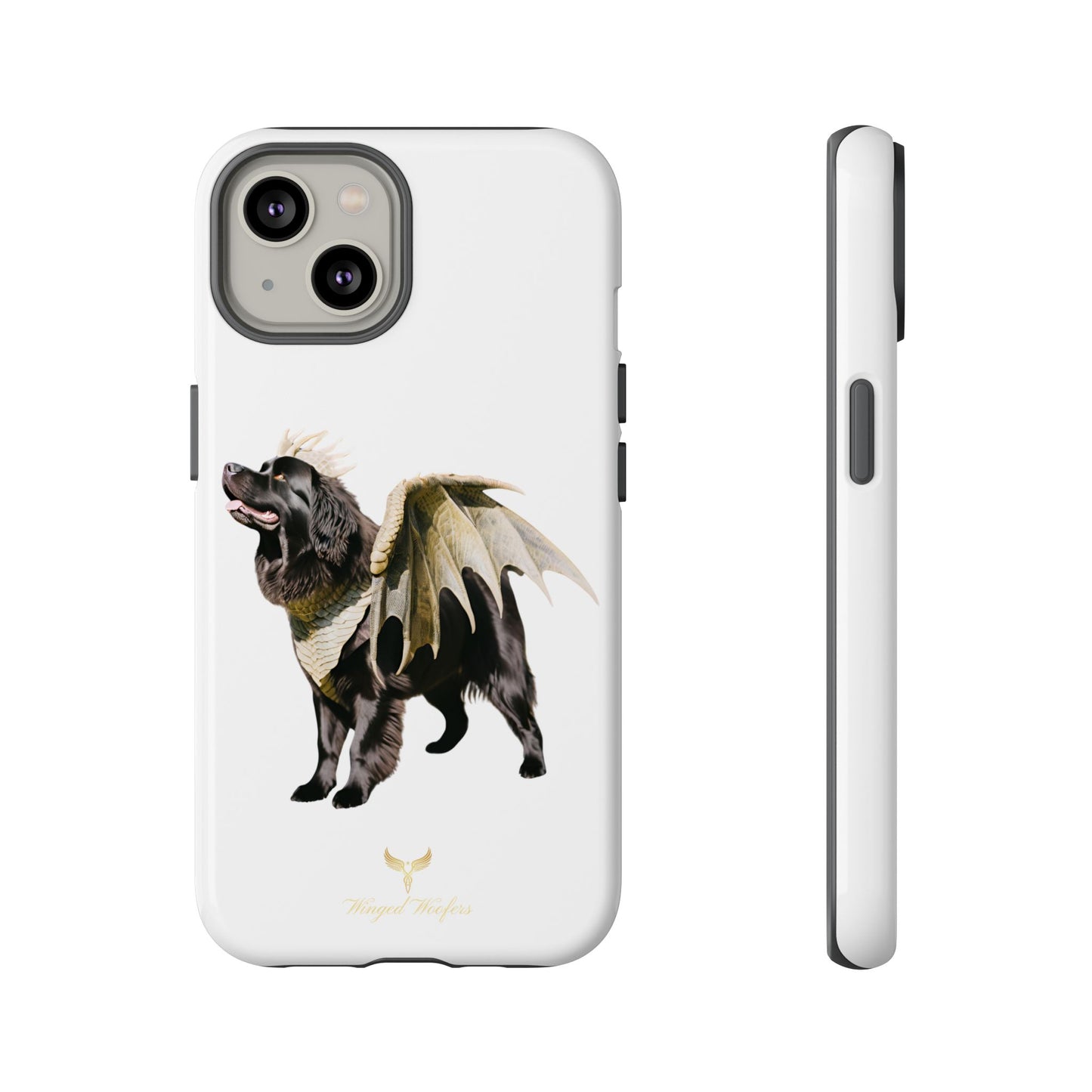 Magical Newfoundland Dog Phone Case - Tough & Stylish Cover with Winged Canine Design