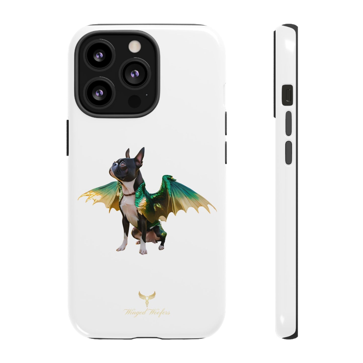 Fantasy Boston Terrier Dog Case - Tough Pet Protection with Wings Design