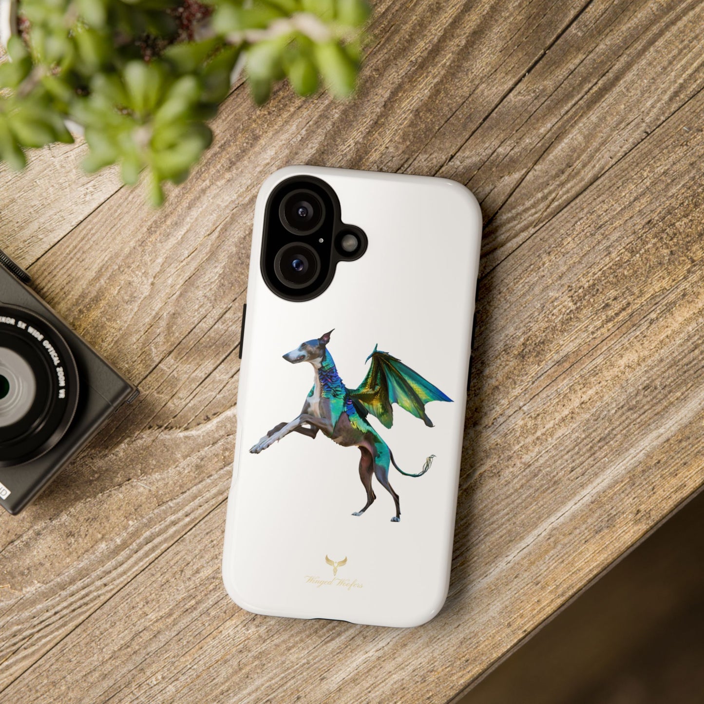 Fantasy Greyhound Dog Phone Case - Whimsical Winged Design for Pet Lovers