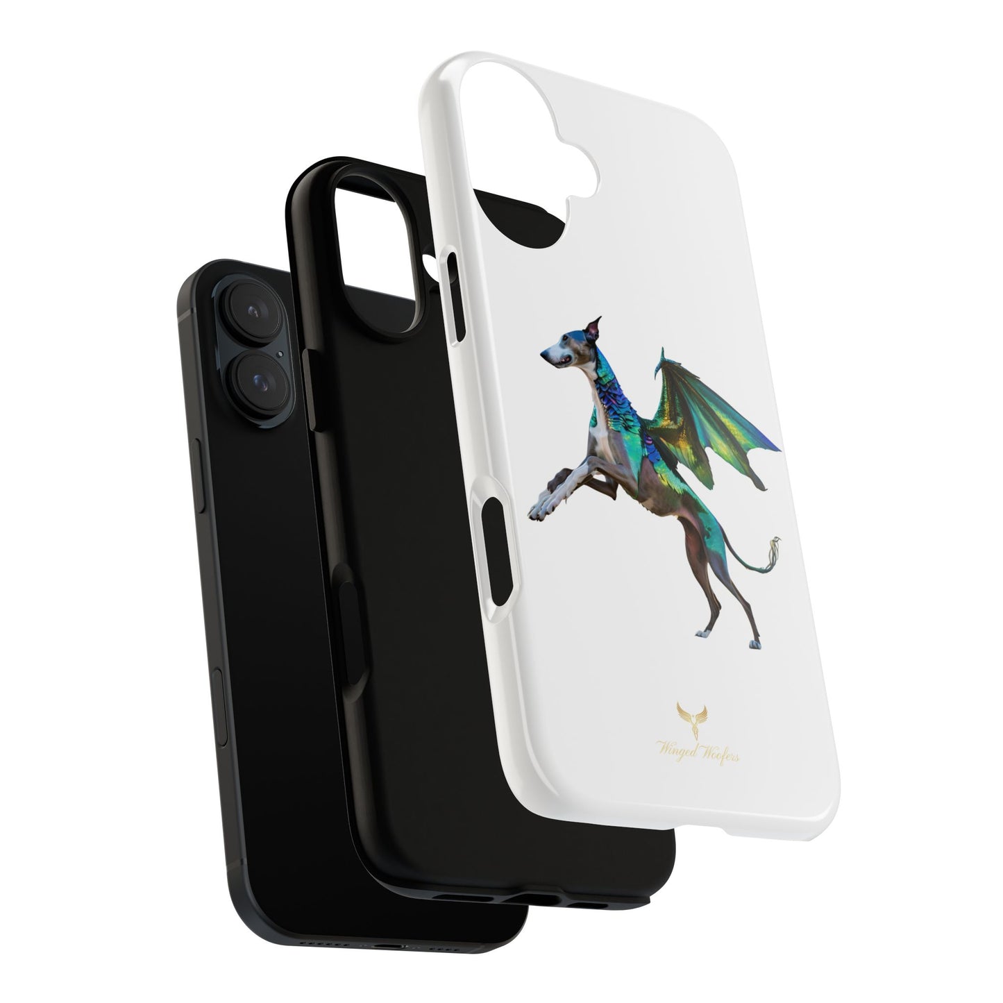 Fantasy Greyhound Dog Phone Case - Whimsical Winged Design for Pet Lovers