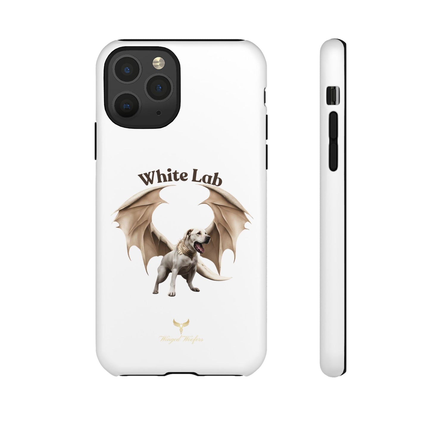 White Labrador Tough Case - Protective Phone Case with Winged Dog Design