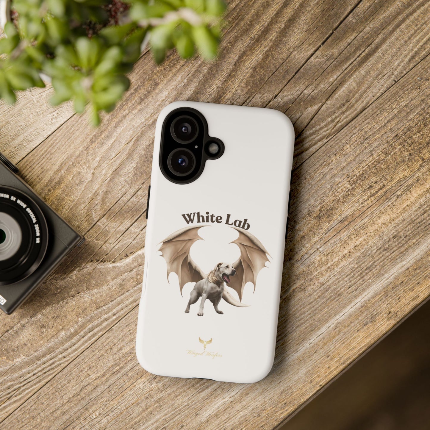 White Labrador Tough Case - Protective Phone Case with Winged Dog Design