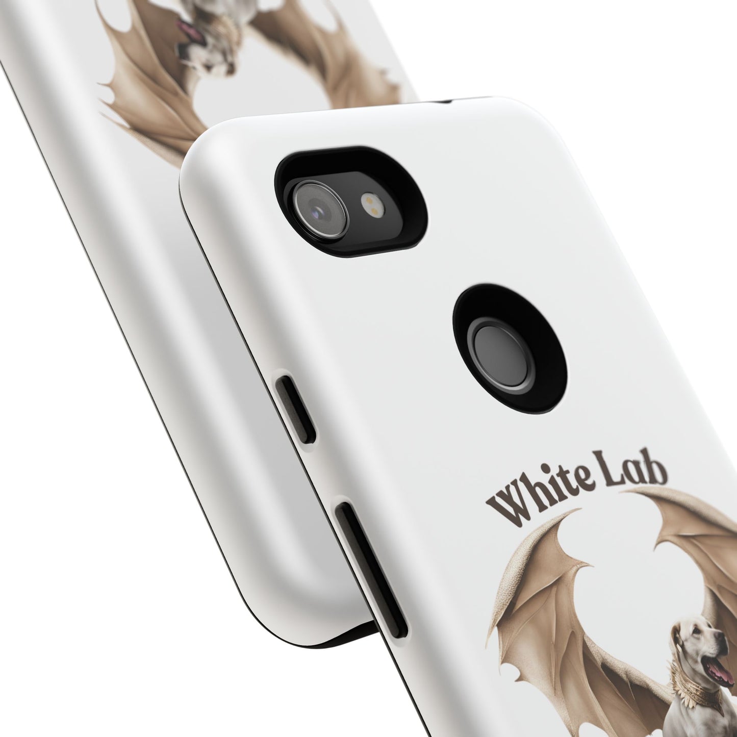 White Labrador Tough Case - Protective Phone Case with Winged Dog Design