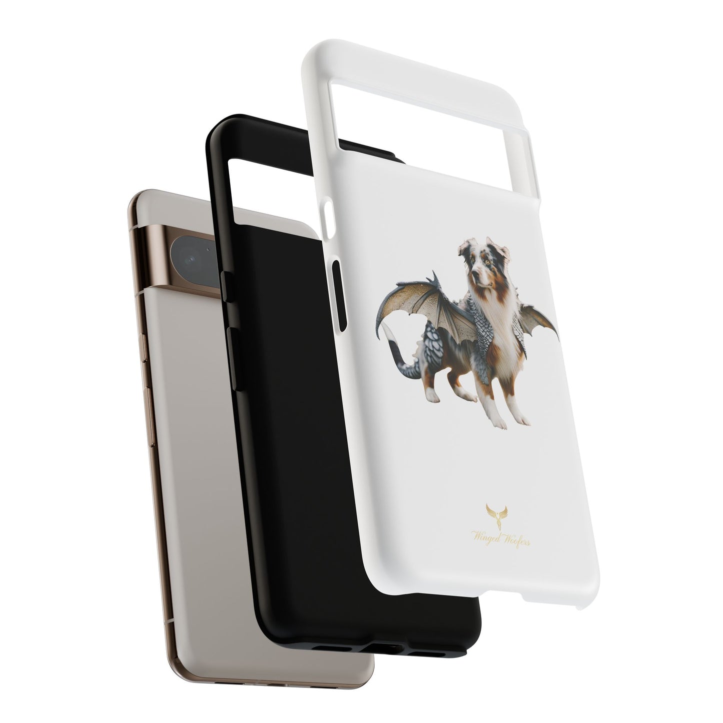 Fantasy Australian Shepherd Dog Phone Case with Wings - Tough Cases for Animal Lovers