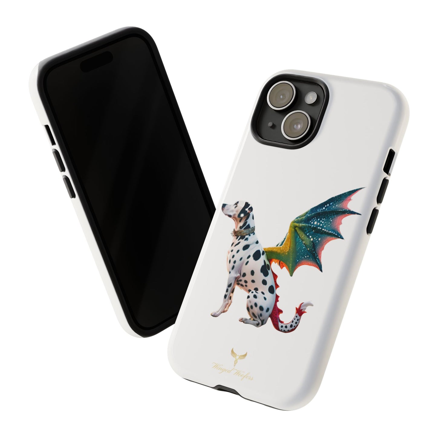 Whimsical Dog Art Phone Case – Tough Cases Featuring Dragon Dalmatian Design