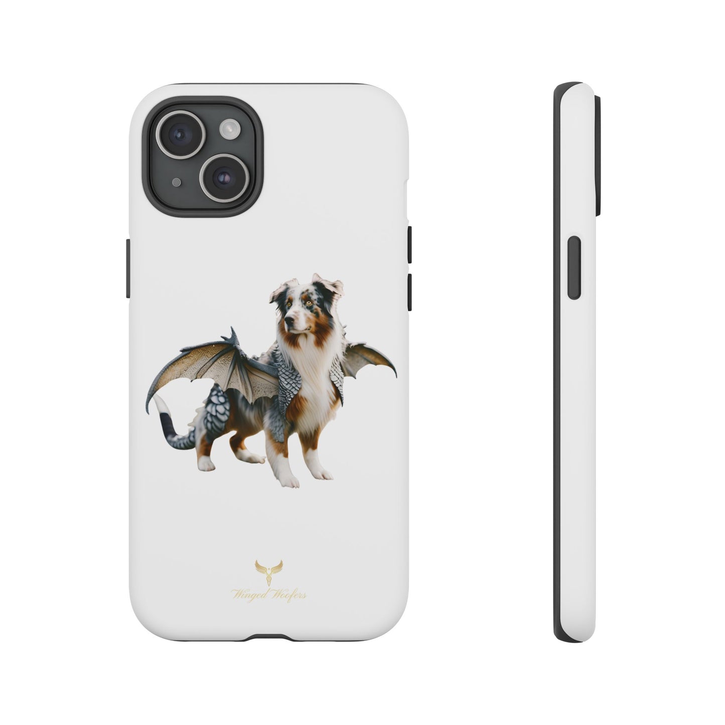 Fantasy Australian Shepherd Dog Phone Case with Wings - Tough Cases for Animal Lovers