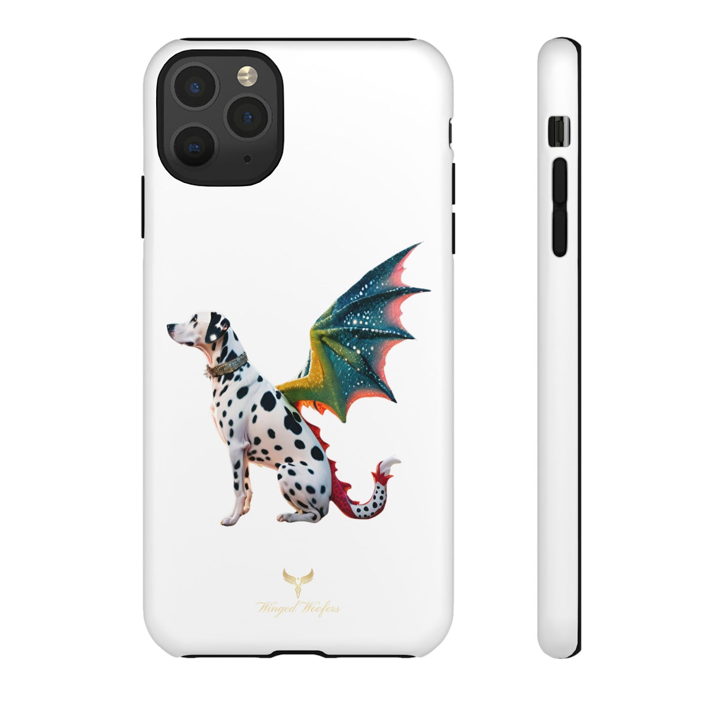 Whimsical Dog Art Phone Case – Tough Cases Featuring Dragon Dalmatian Design