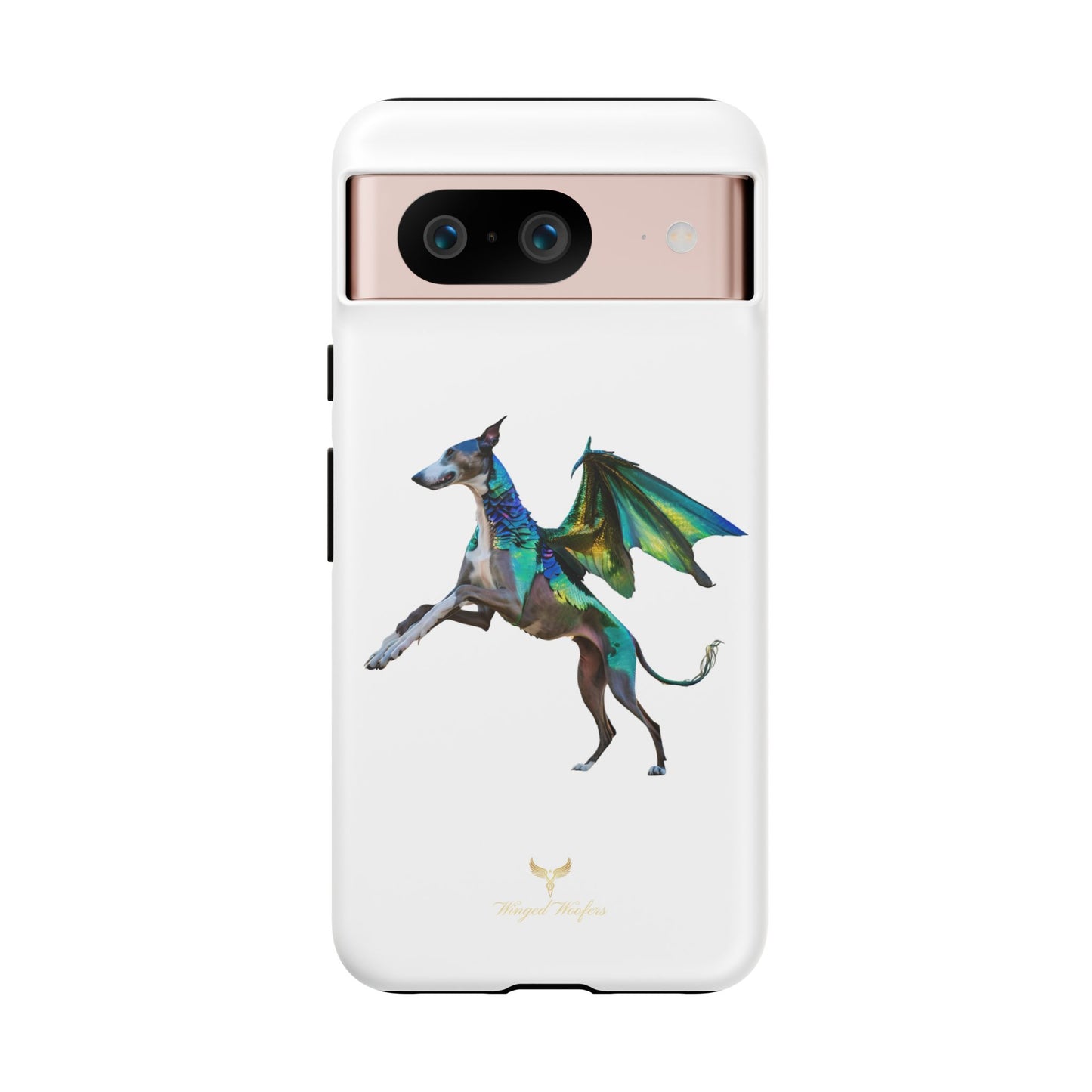 Fantasy Greyhound Dog Phone Case - Whimsical Winged Design for Pet Lovers