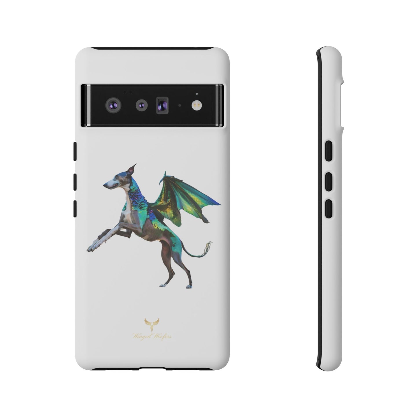 Fantasy Greyhound Dog Phone Case - Whimsical Winged Design for Pet Lovers