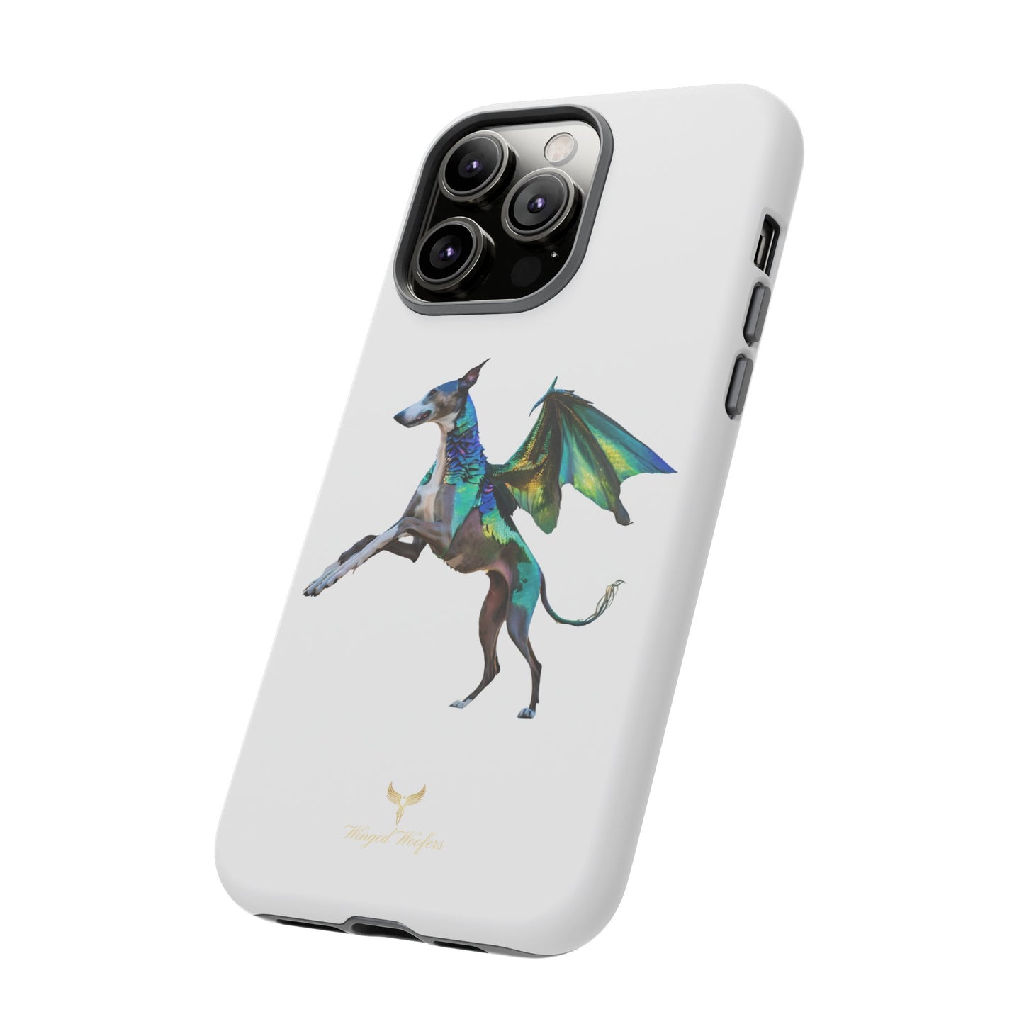 Fantasy Greyhound Dog Phone Case - Whimsical Winged Design for Pet Lovers