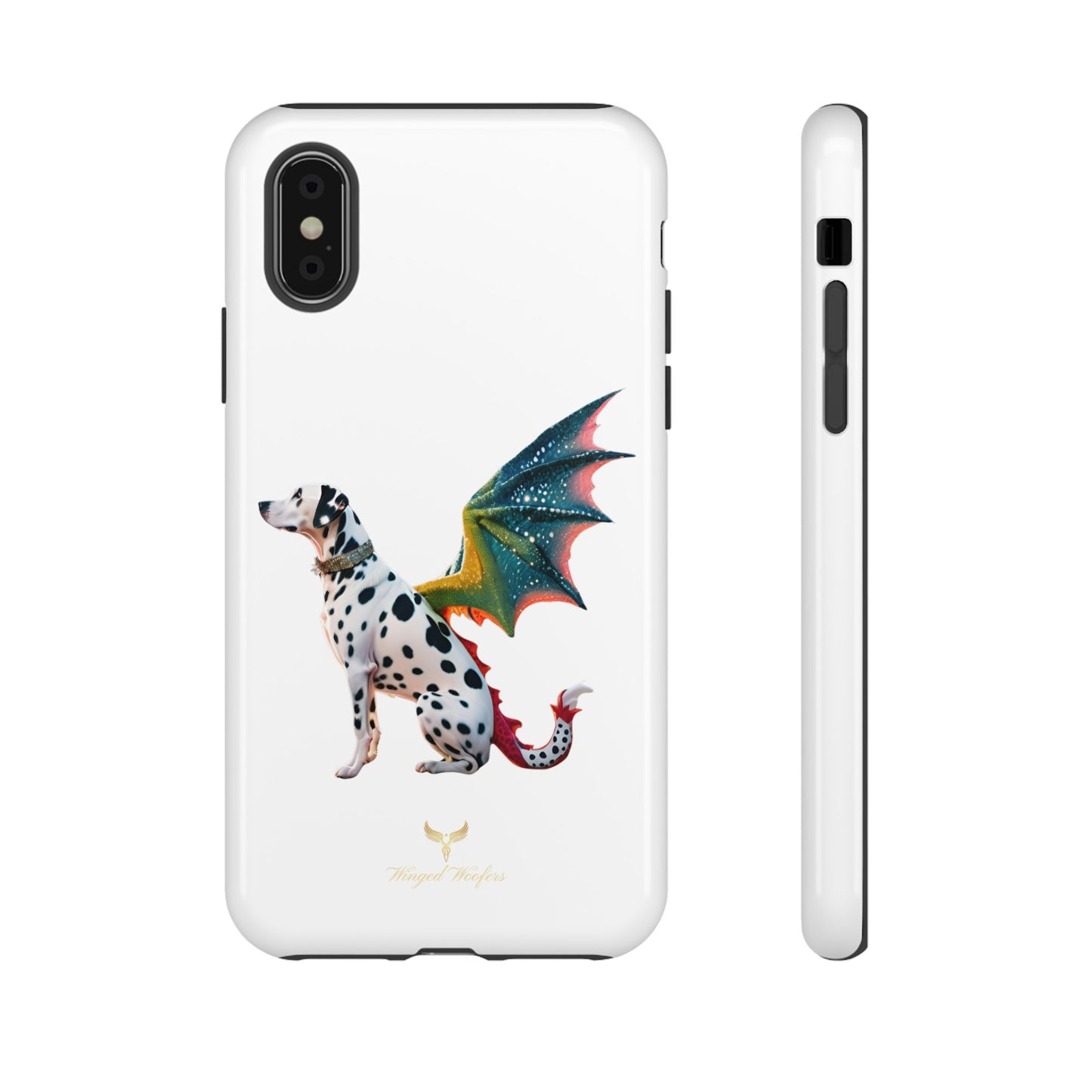 Whimsical Dog Art Phone Case – Tough Cases Featuring Dragon Dalmatian Design