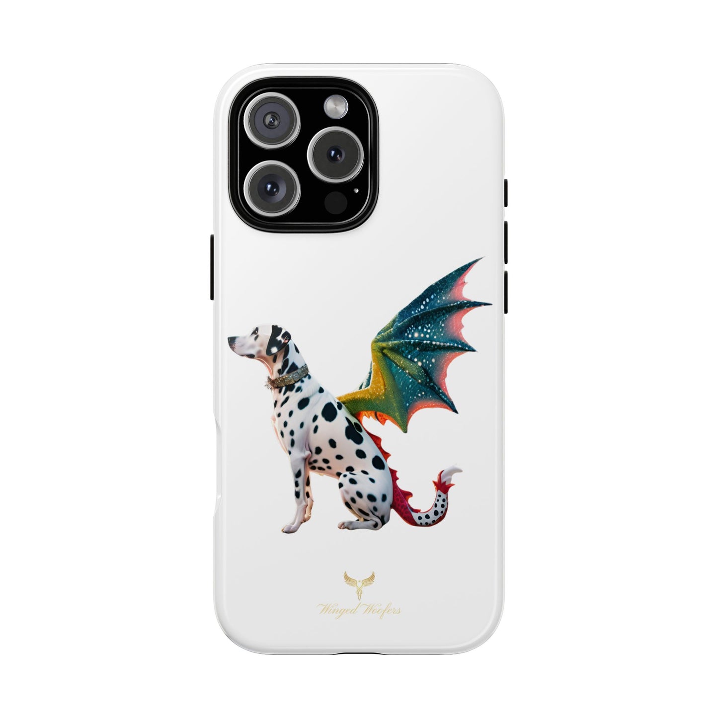 Whimsical Dog Art Phone Case – Tough Cases Featuring Dragon Dalmatian Design