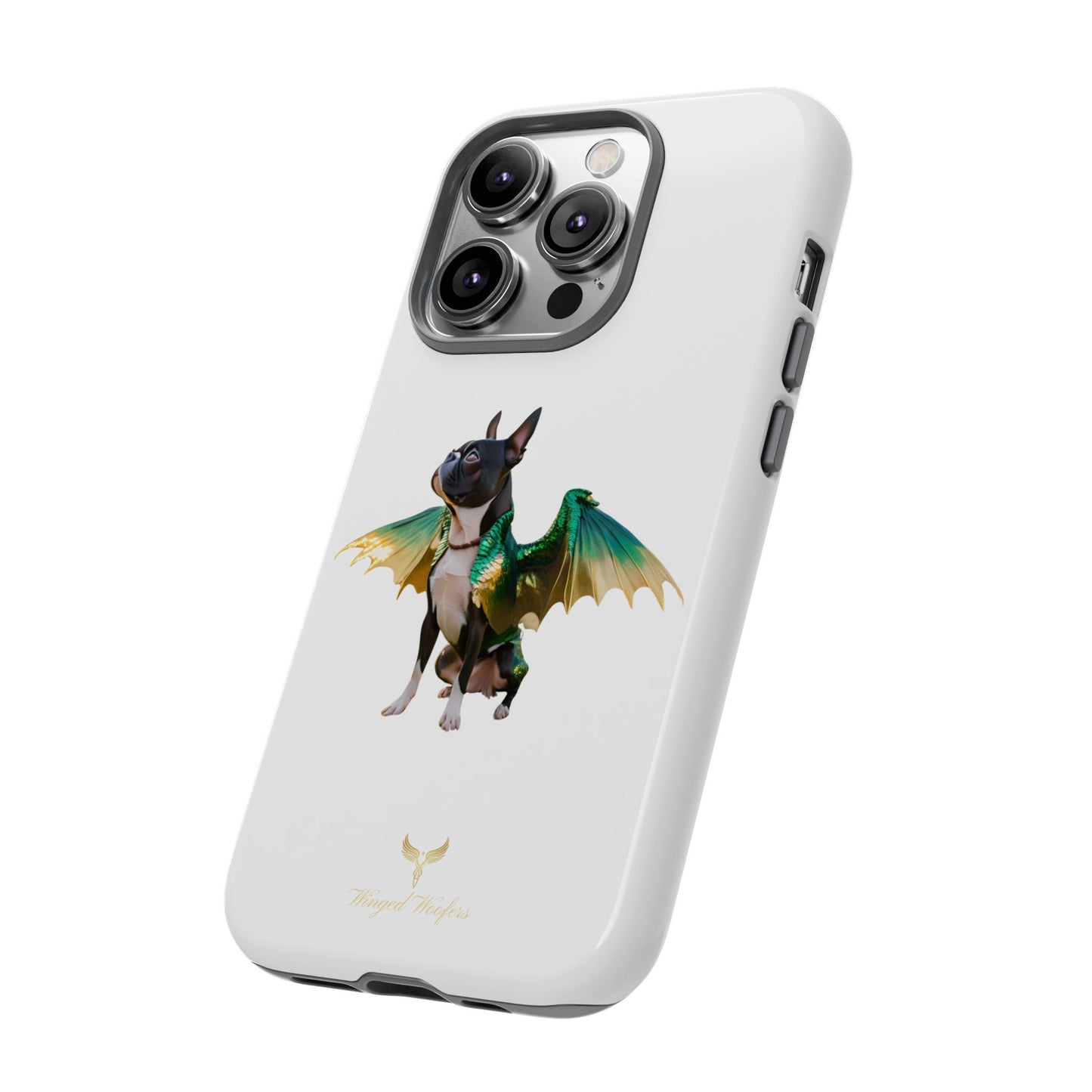 Fantasy Boston Terrier Dog Case - Tough Pet Protection with Wings Design