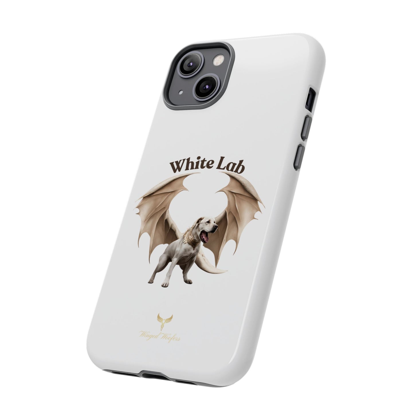 White Labrador Tough Case - Protective Phone Case with Winged Dog Design