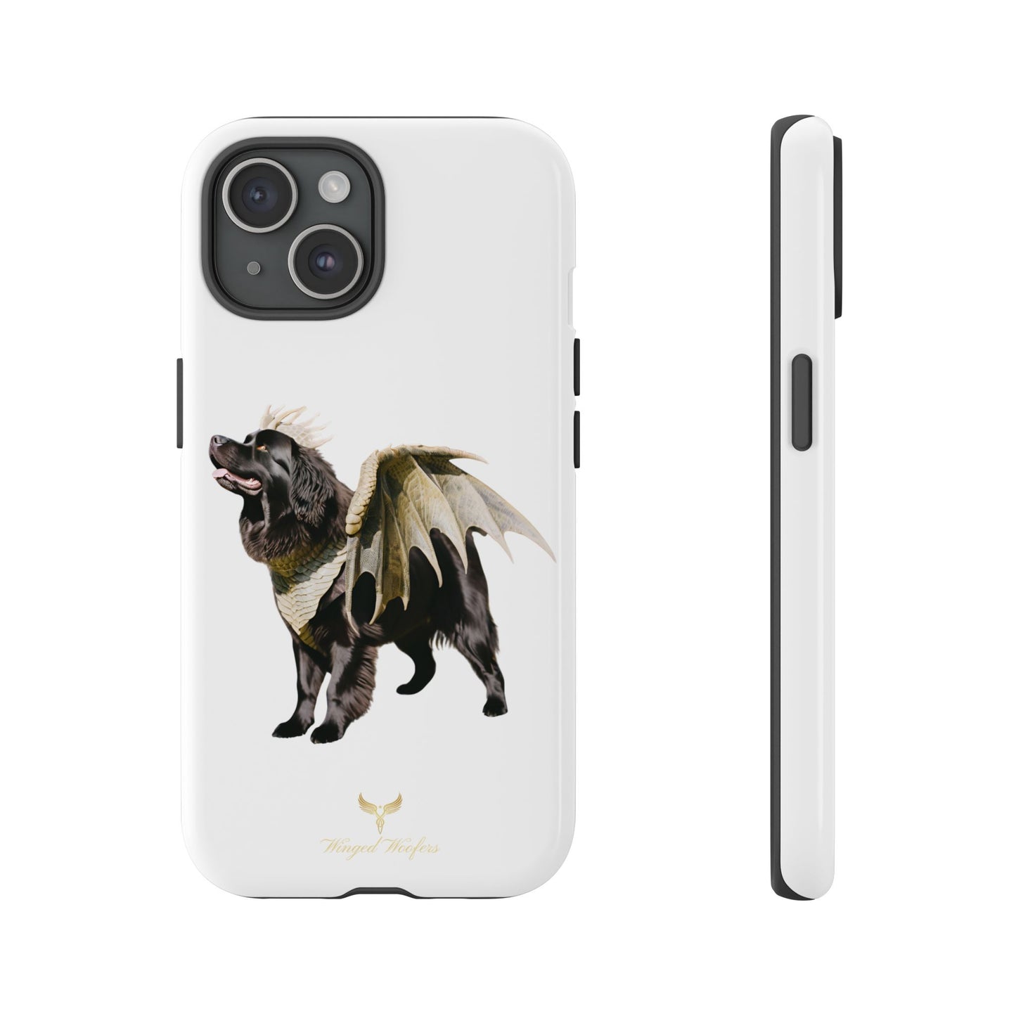 Magical Newfoundland Dog Phone Case - Tough & Stylish Cover with Winged Canine Design