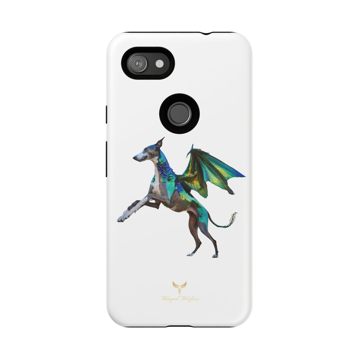 Fantasy Greyhound Dog Phone Case - Whimsical Winged Design for Pet Lovers