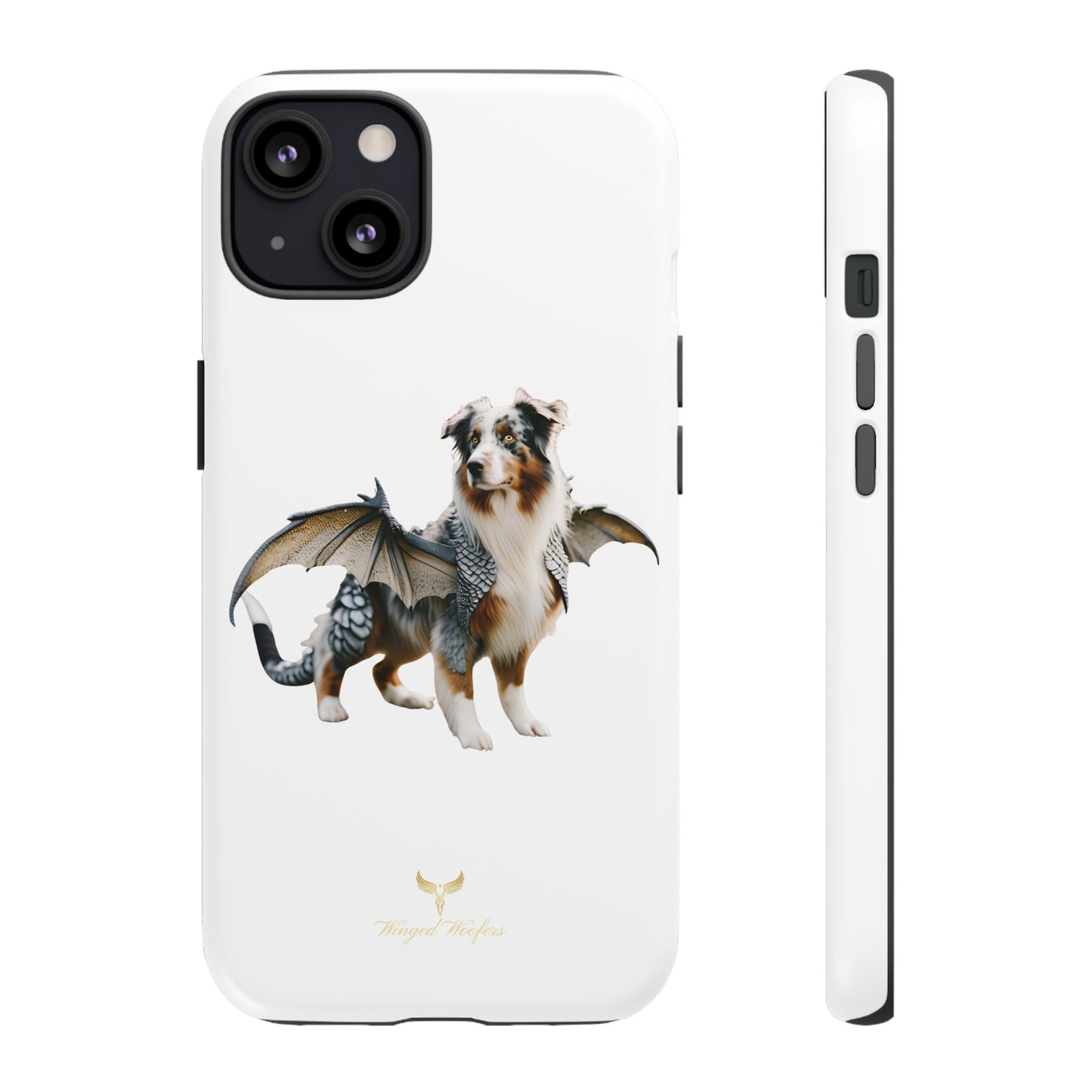 Fantasy Australian Shepherd Dog Phone Case with Wings - Tough Cases for Animal Lovers