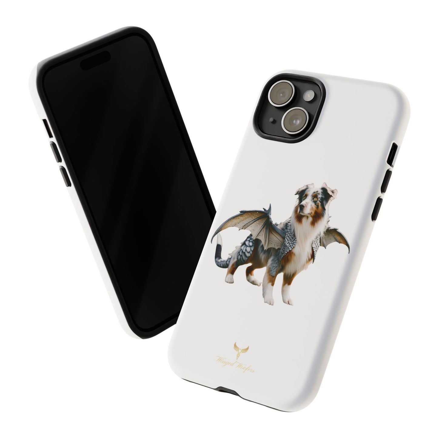 Fantasy Australian Shepherd Dog Phone Case with Wings - Tough Cases for Animal Lovers