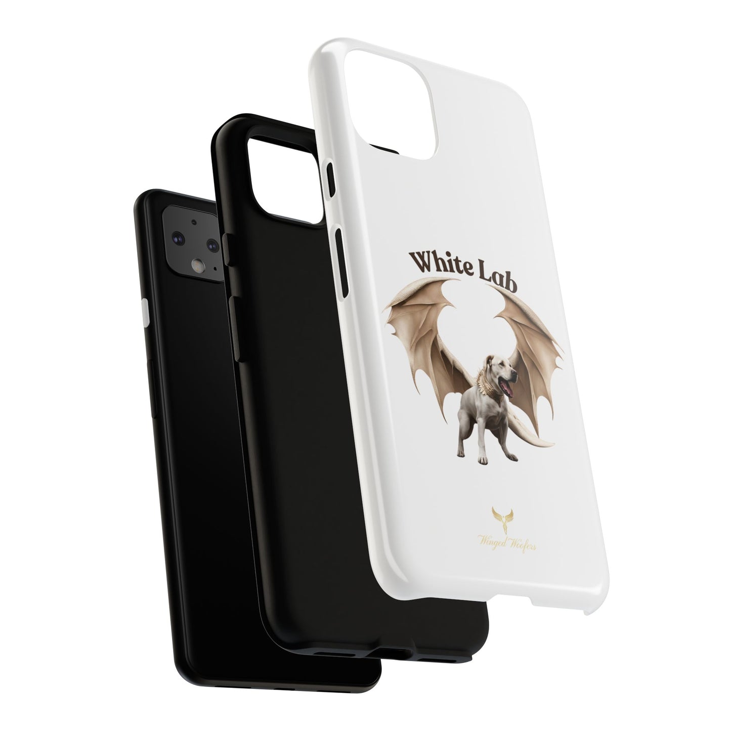 White Labrador Tough Case - Protective Phone Case with Winged Dog Design