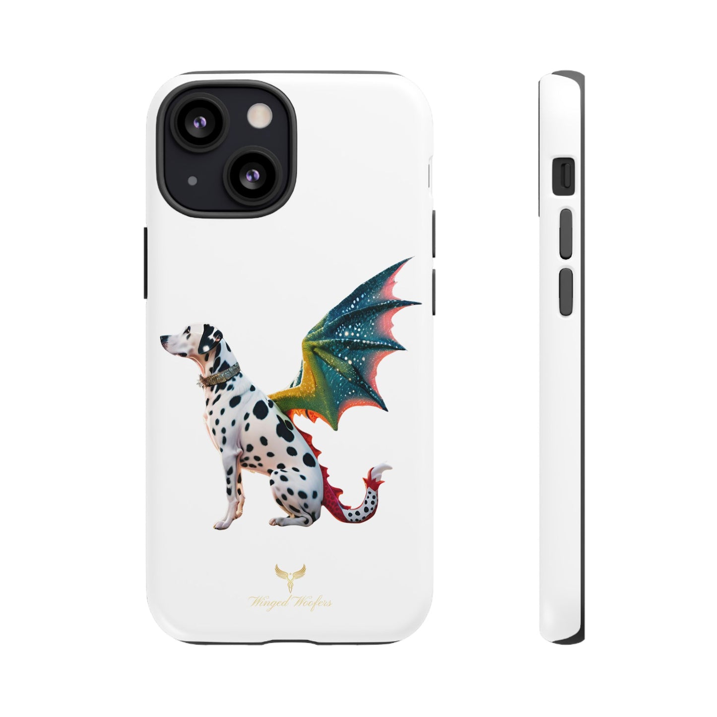 Whimsical Dog Art Phone Case – Tough Cases Featuring Dragon Dalmatian Design