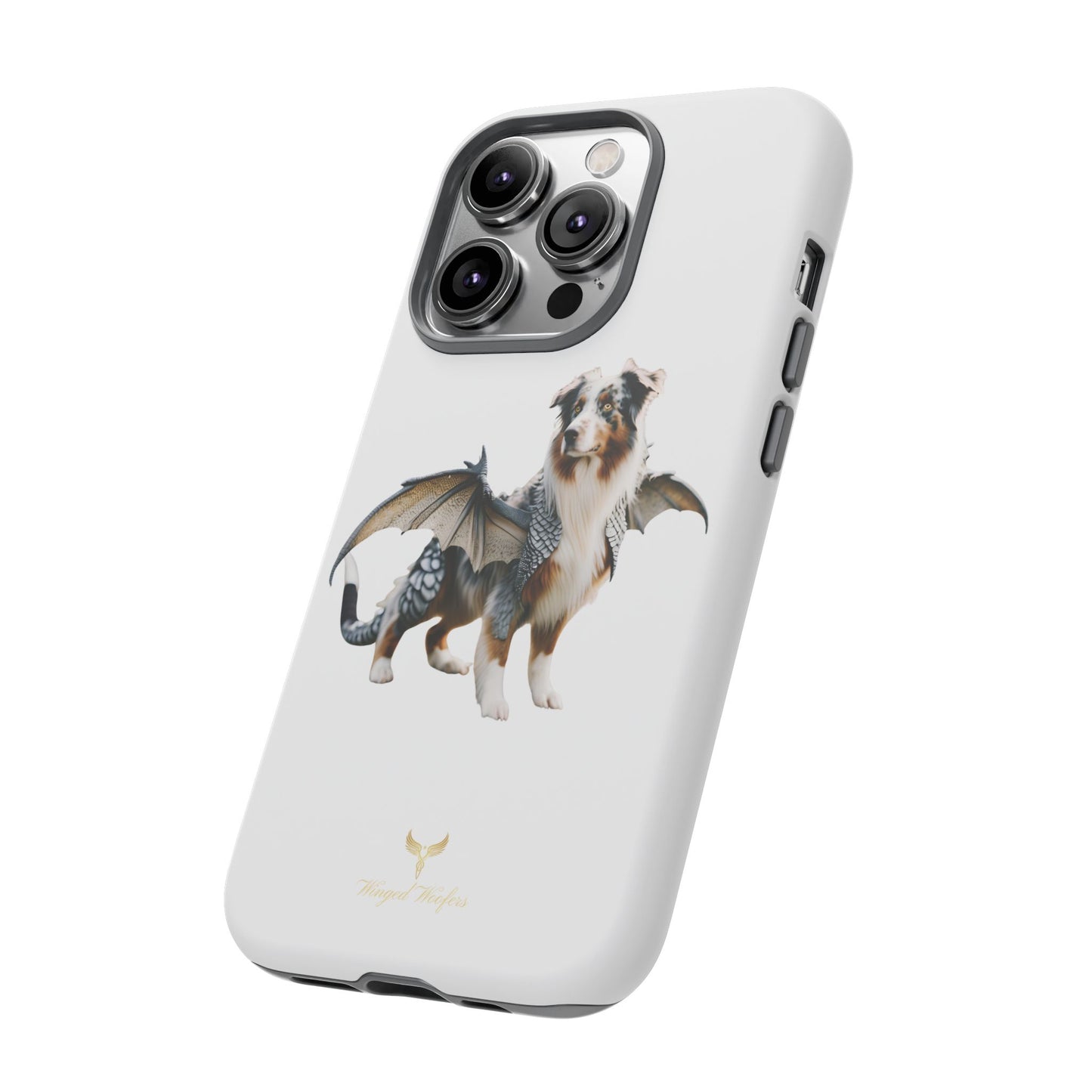 Fantasy Australian Shepherd Dog Phone Case with Wings - Tough Cases for Animal Lovers