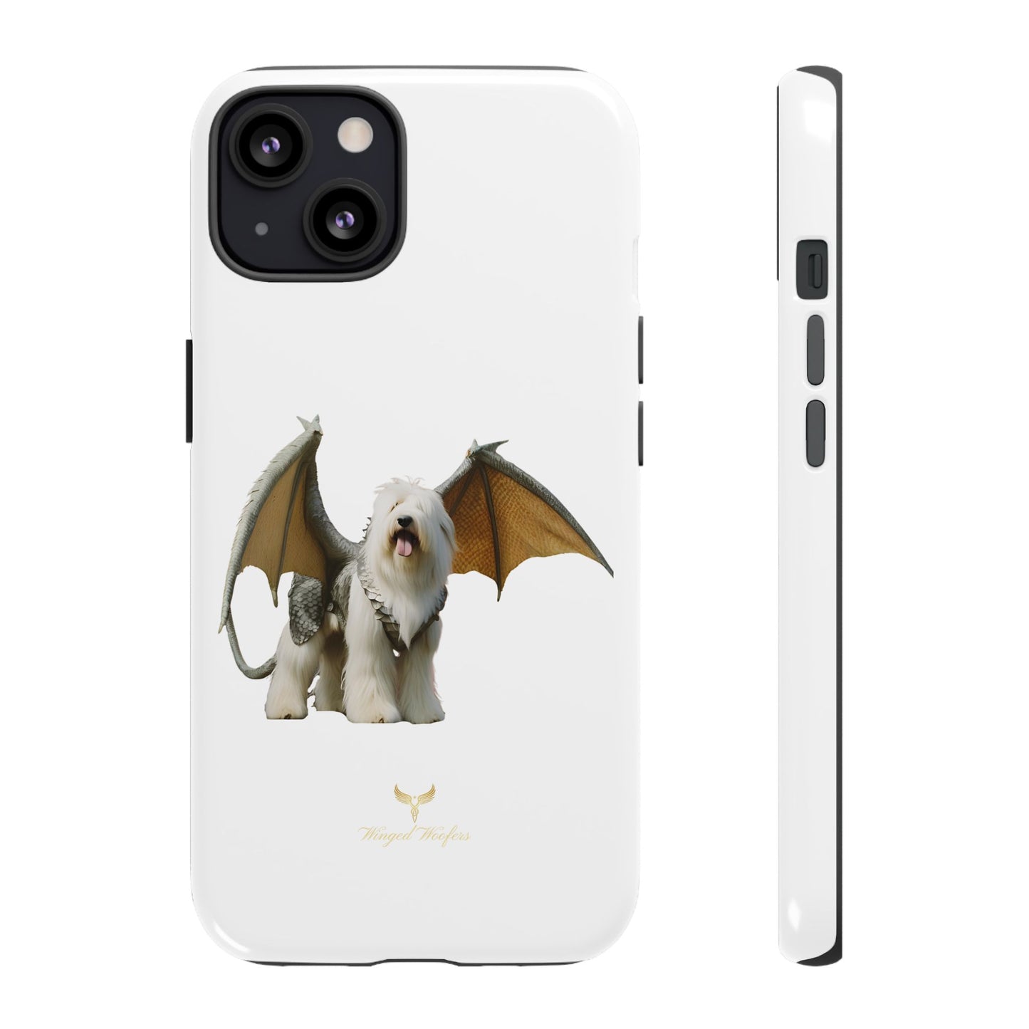 Fantasy Old English Sheepdog Phone Case - Tough Cases with Unique Dragon Wings Design