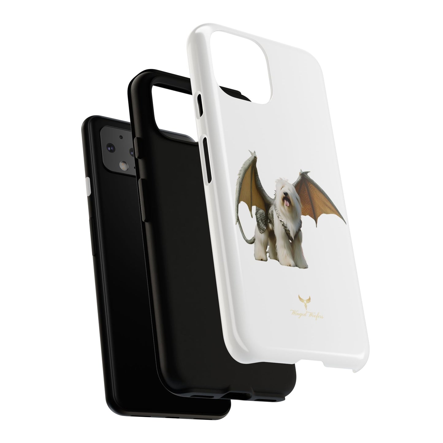 Fantasy Old English Sheepdog Phone Case - Tough Cases with Unique Dragon Wings Design