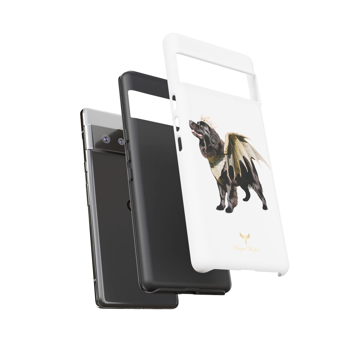 Magical Newfoundland Dog Phone Case - Tough & Stylish Cover with Winged Canine Design