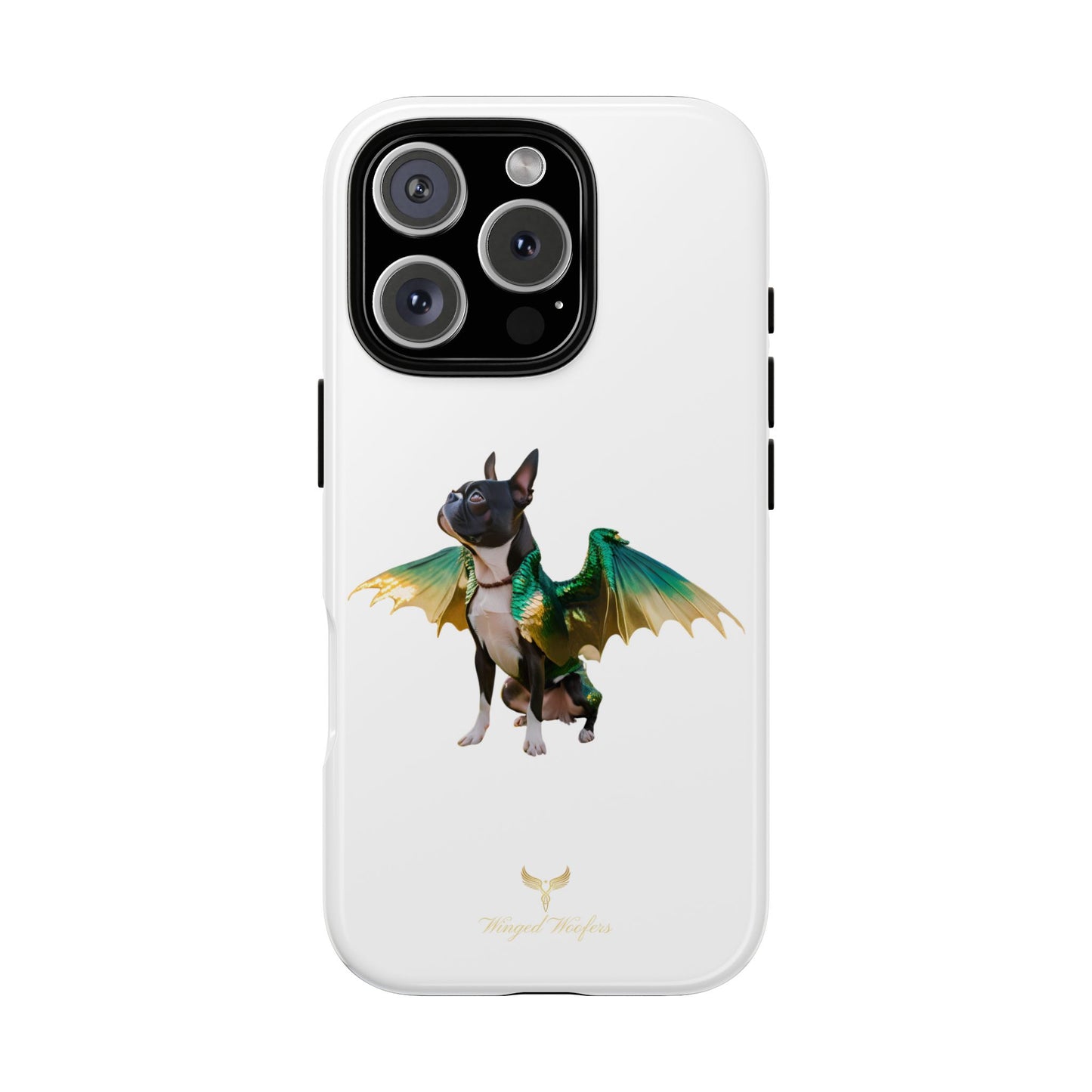 Fantasy Boston Terrier Dog Case - Tough Pet Protection with Wings Design