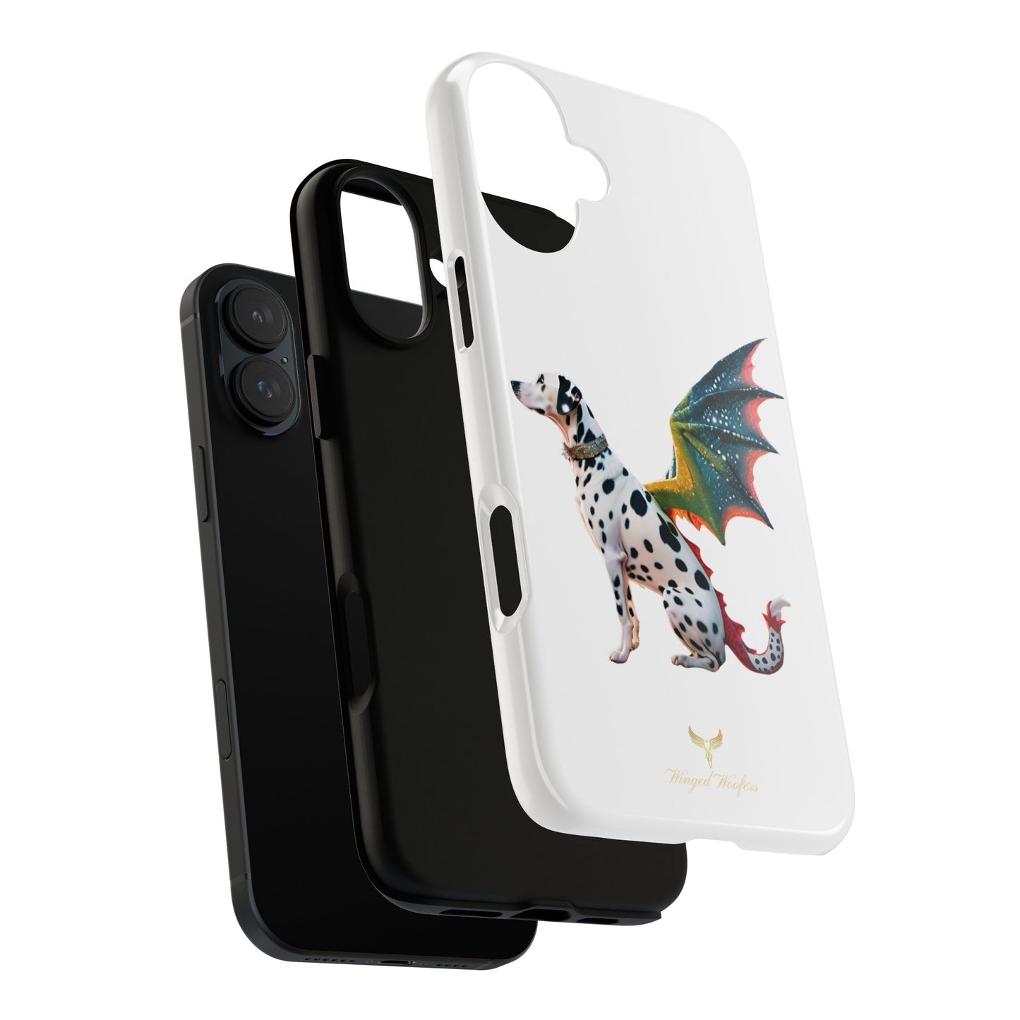 Whimsical Dog Art Phone Case – Tough Cases Featuring Dragon Dalmatian Design