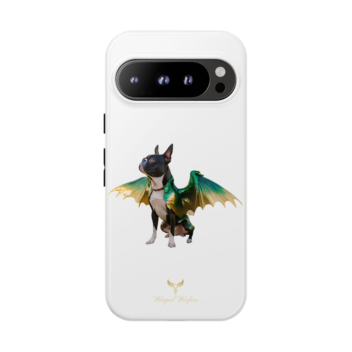 Fantasy Boston Terrier Dog Case - Tough Pet Protection with Wings Design